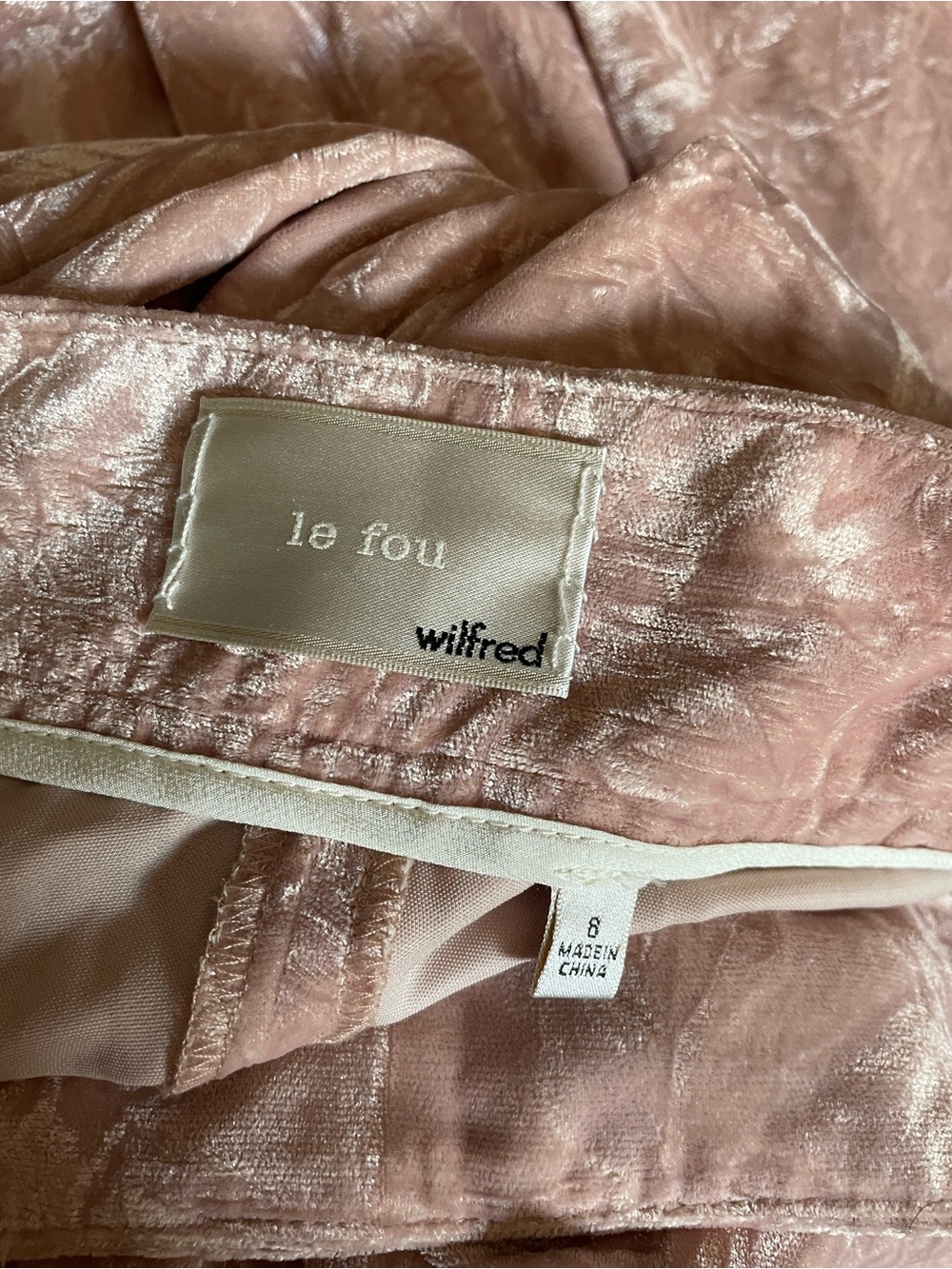 NEW Wilfred Le Fou Verdet Pant Crushed Velvet Roebuck Pink Trouser Wide Leg - Picture 9 of 11